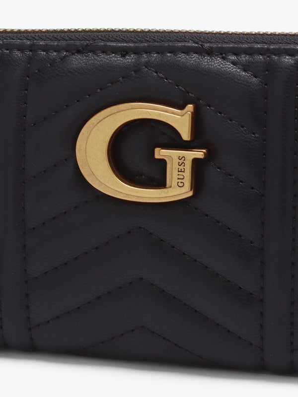 Large Lovide Black Chevron Quilted Zip Around Wallet