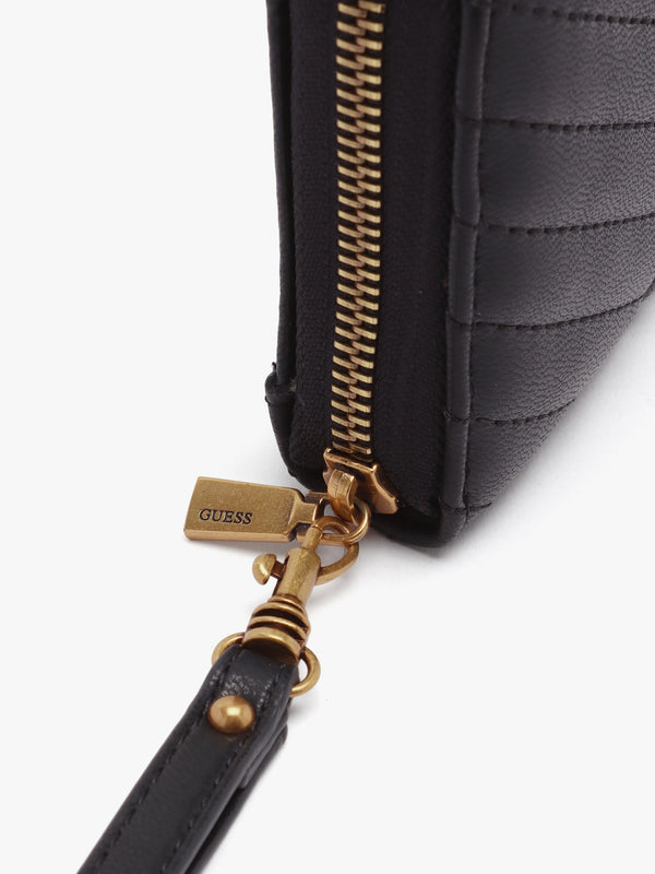 Large Lovide Black Chevron Quilted Zip Around Wallet