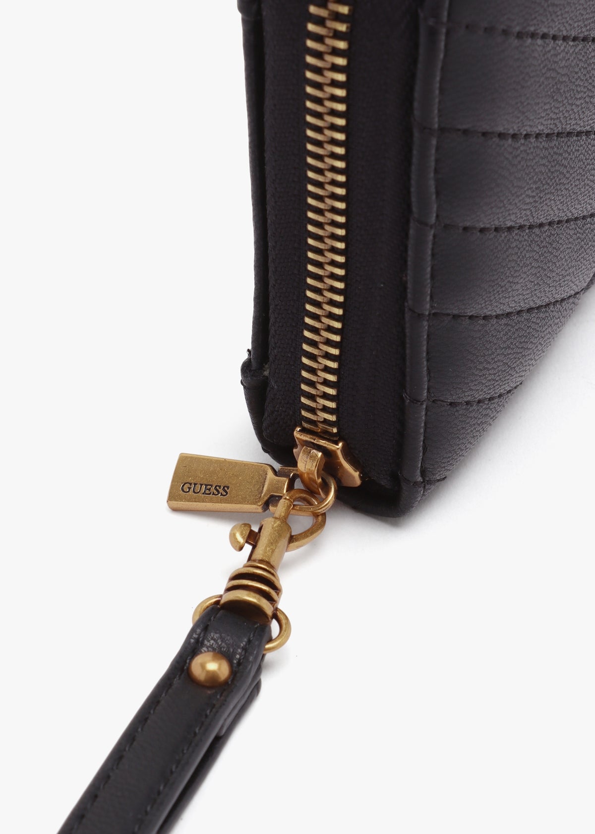 Large Lovide Black Chevron Quilted Zip Around Wallet