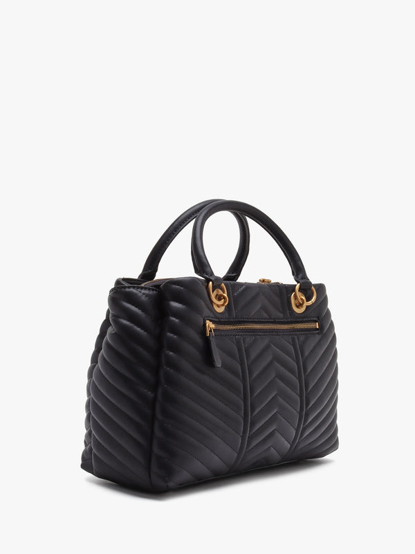 Lovide Girlfriend Black Chevron Quilted Satchel Bag