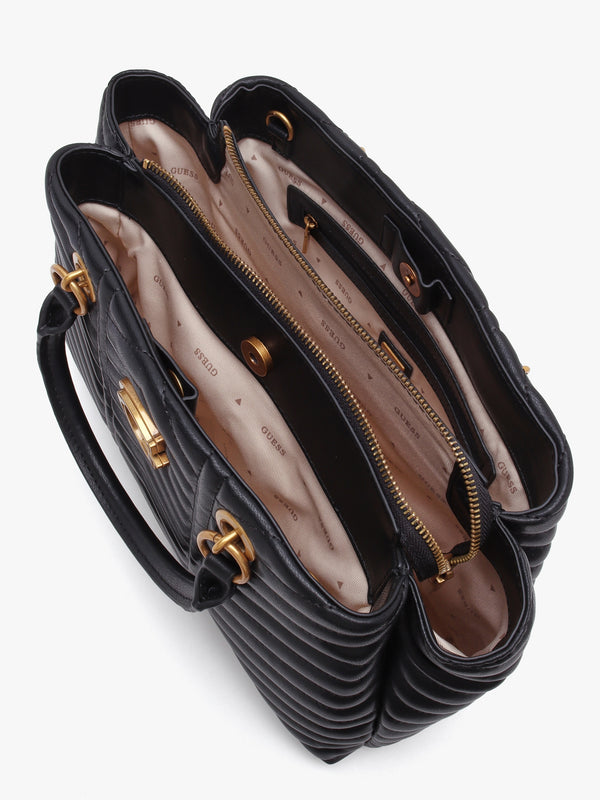 Lovide Girlfriend Black Chevron Quilted Satchel Bag