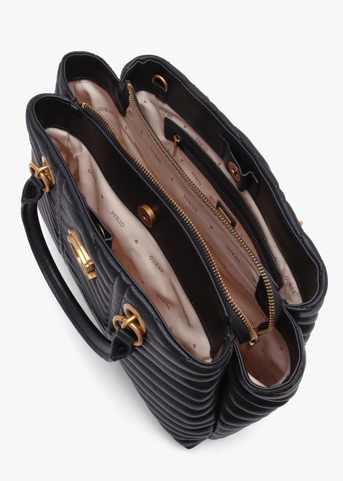 Lovide Girlfriend Black Chevron Quilted Satchel Bag