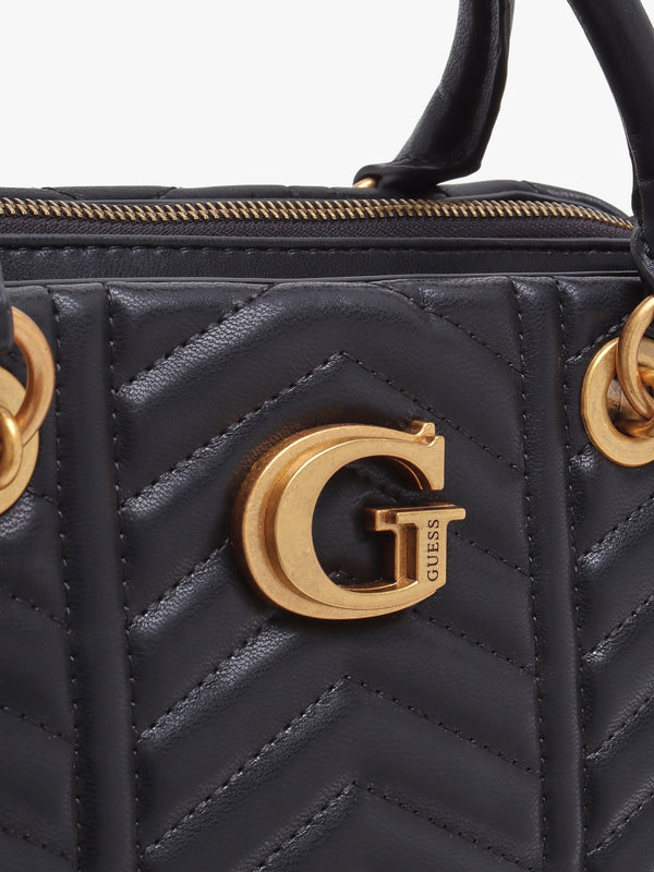 Lovide Girlfriend Black Chevron Quilted Satchel Bag