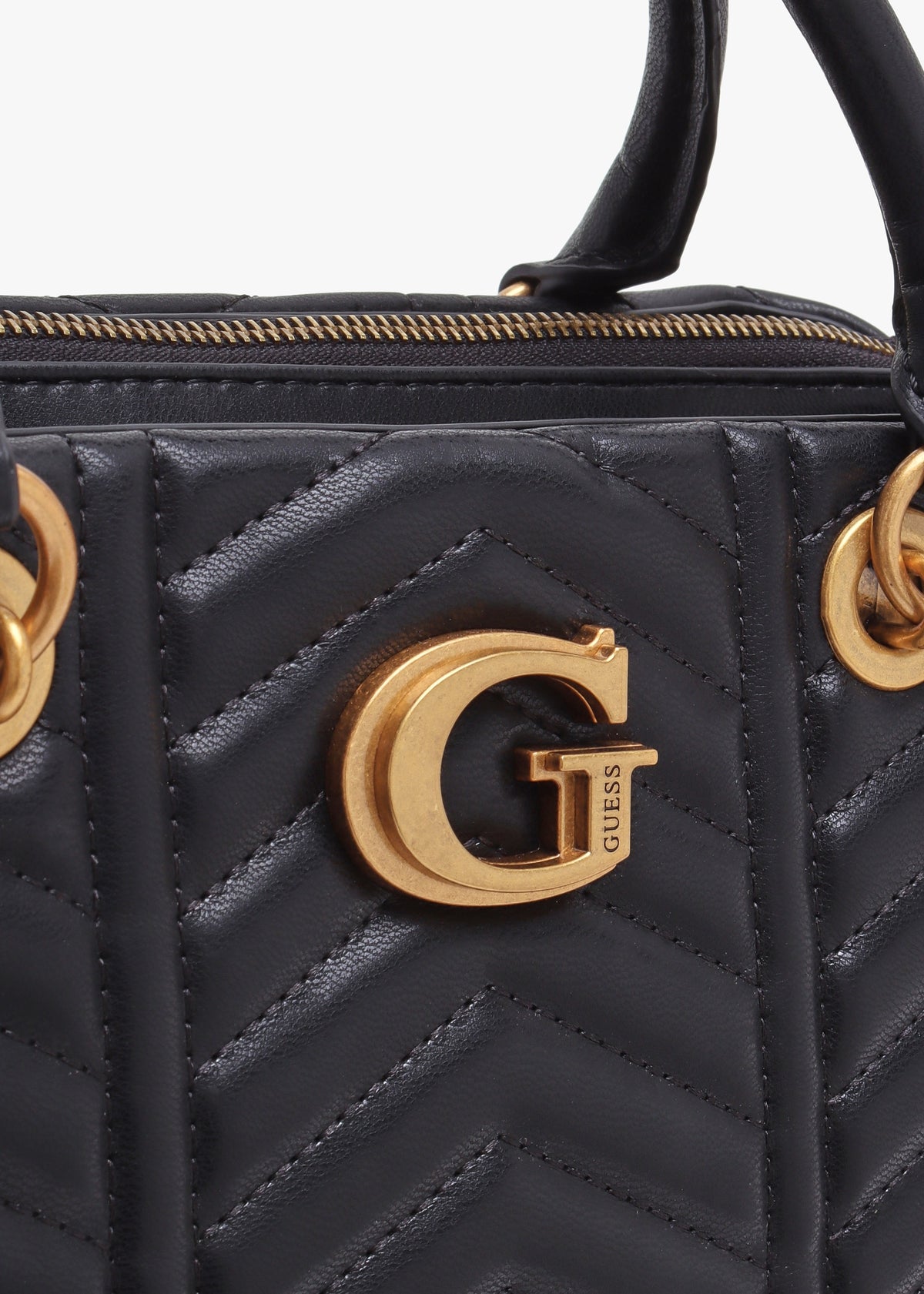 Lovide Girlfriend Black Chevron Quilted Satchel Bag