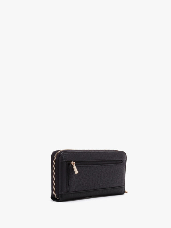 Large Meridian Black Zip Around Wallet