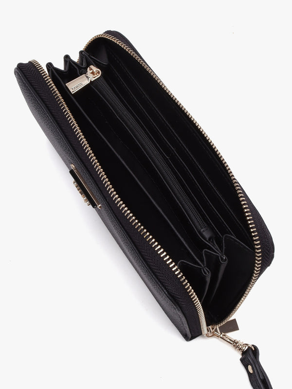 Large Meridian Black Zip Around Wallet