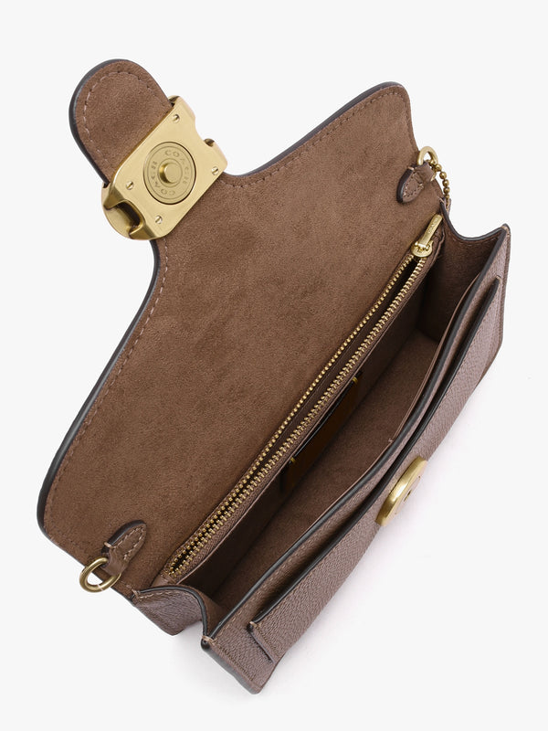 Tabby Dark Stone Leather Chain Clutch Bag