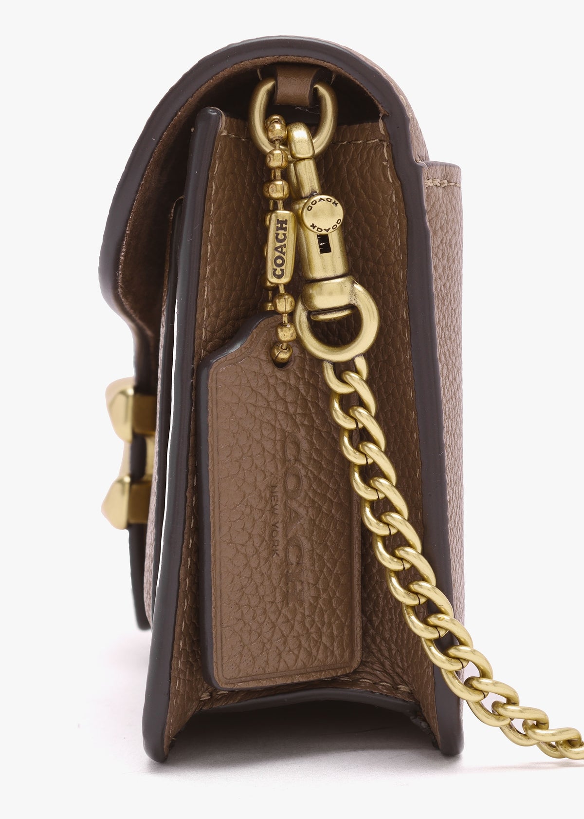 Tabby Dark Stone Leather Chain Clutch Bag