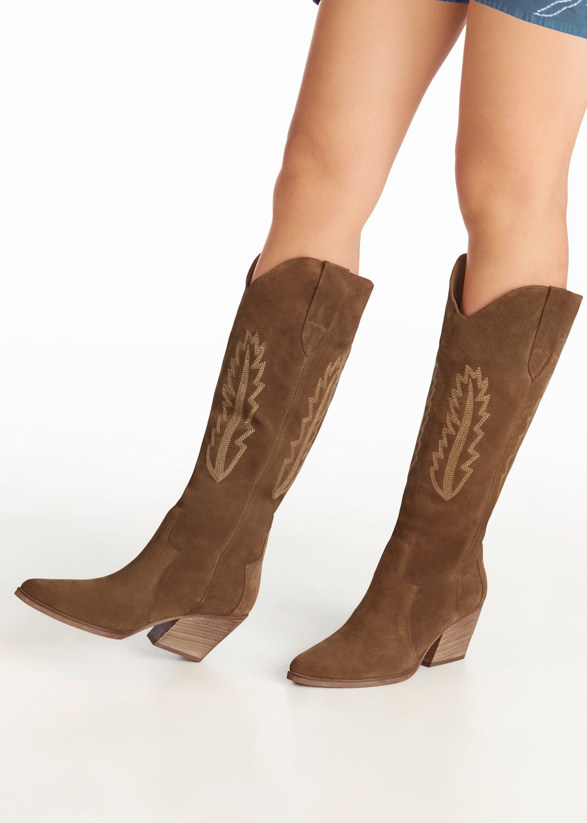 Kubra Tan Suede Mid Height Cowboy Boots