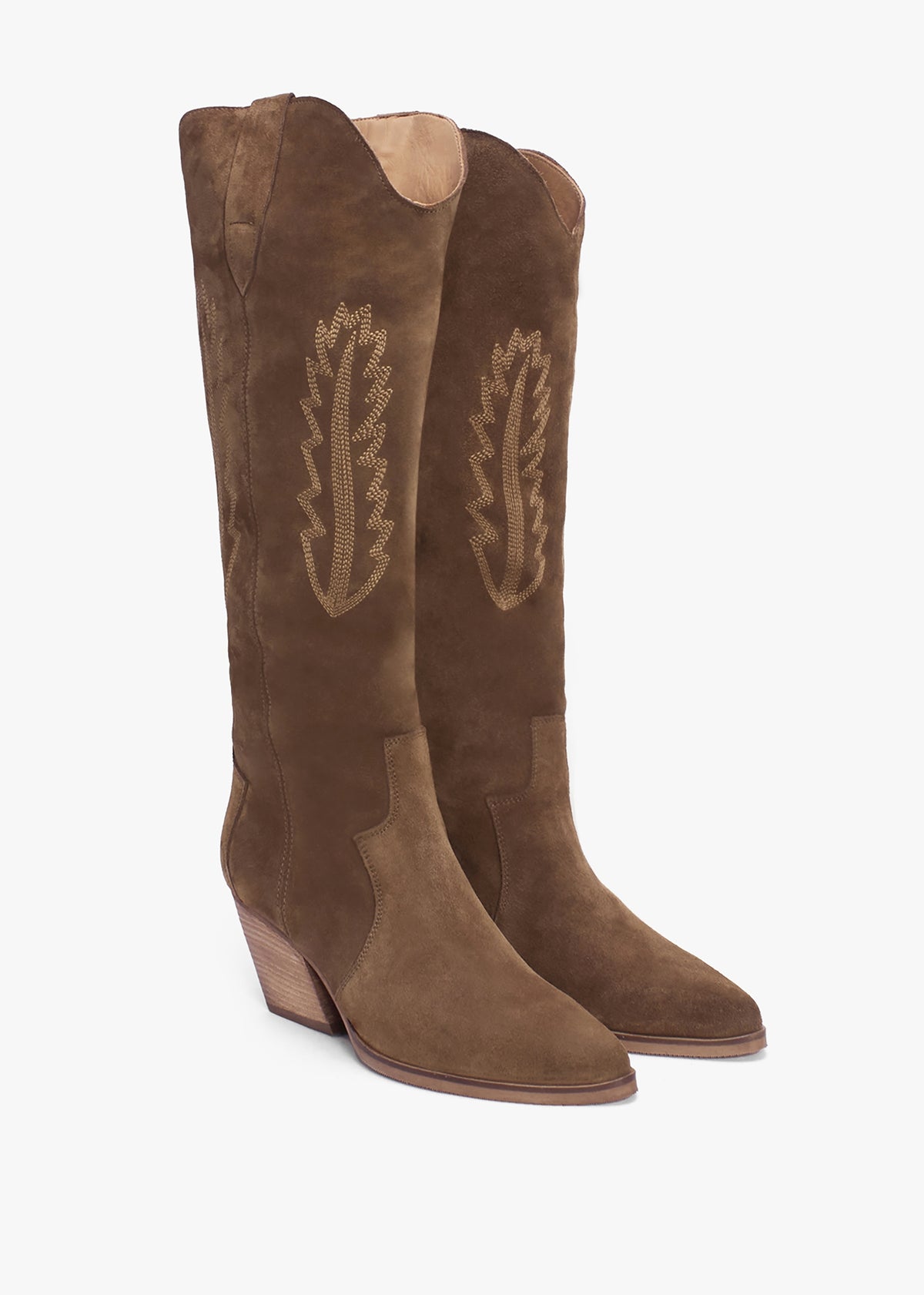 Kubra Tan Suede Mid Height Cowboy Boots