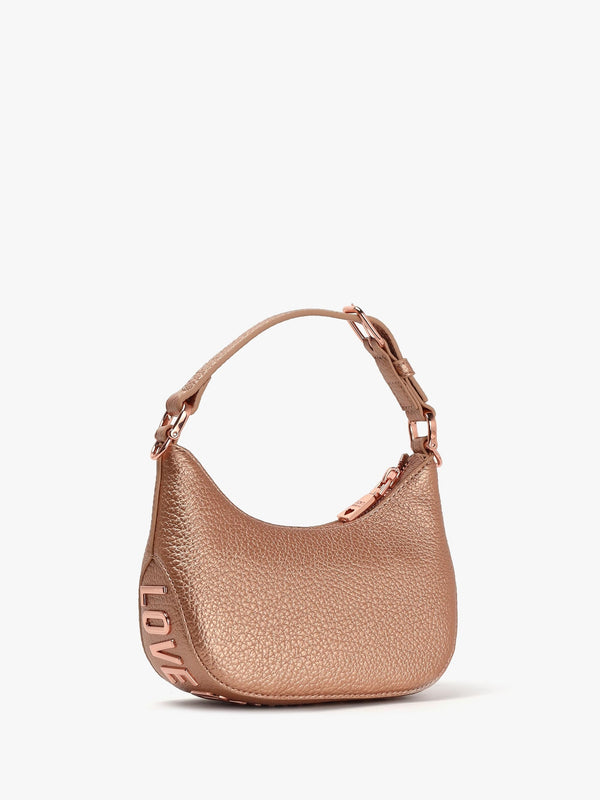 Laminated Metallic Rose Gold Baguette Bag