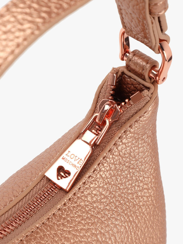 Laminated Metallic Rose Gold Baguette Bag