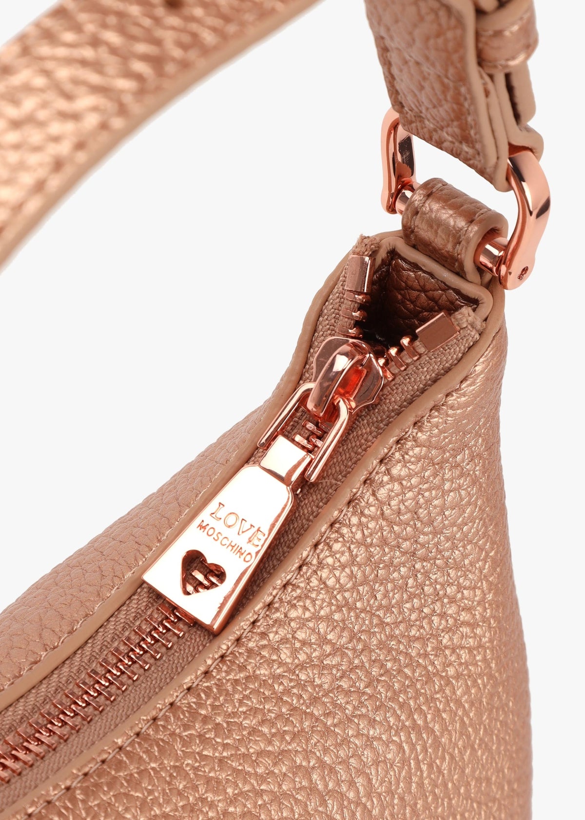 Laminated Metallic Rose Gold Baguette Bag