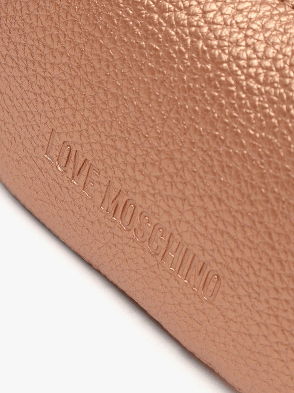 Laminated Metallic Rose Gold Baguette Bag