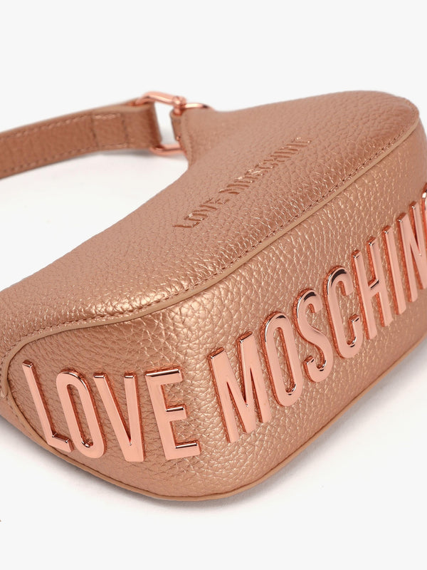 Laminated Metallic Rose Gold Baguette Bag