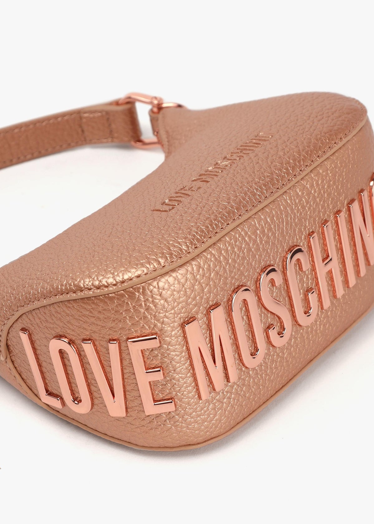 Laminated Metallic Rose Gold Baguette Bag