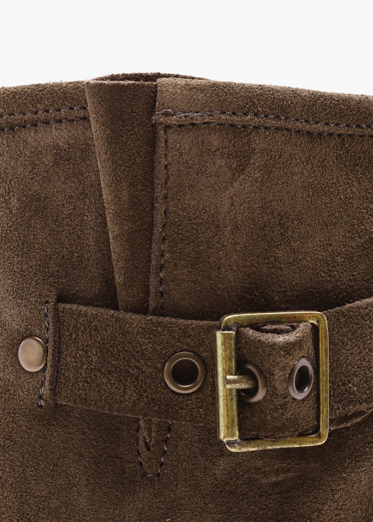 Ibike Khaki Suede Chunky Biker Boots