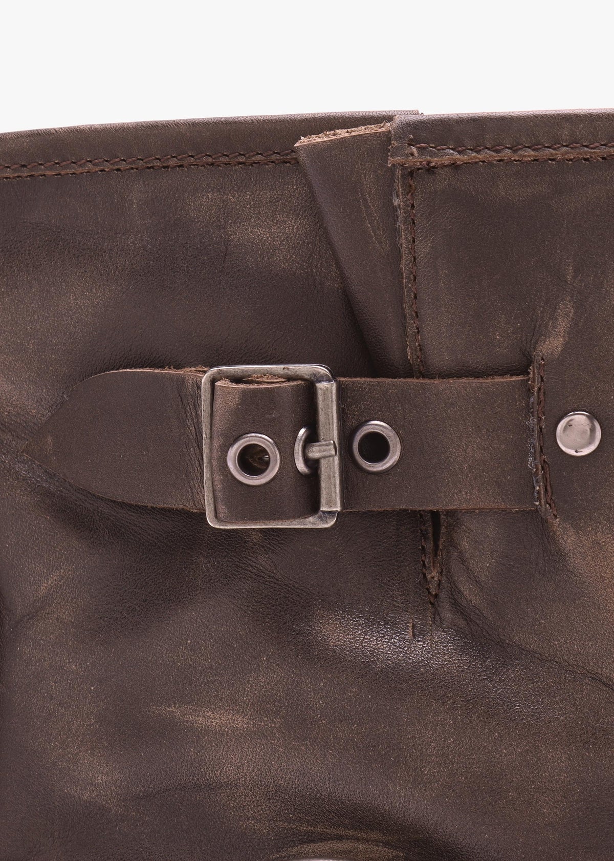 Ibike Brown Distressed Leather Chunky Biker Boots