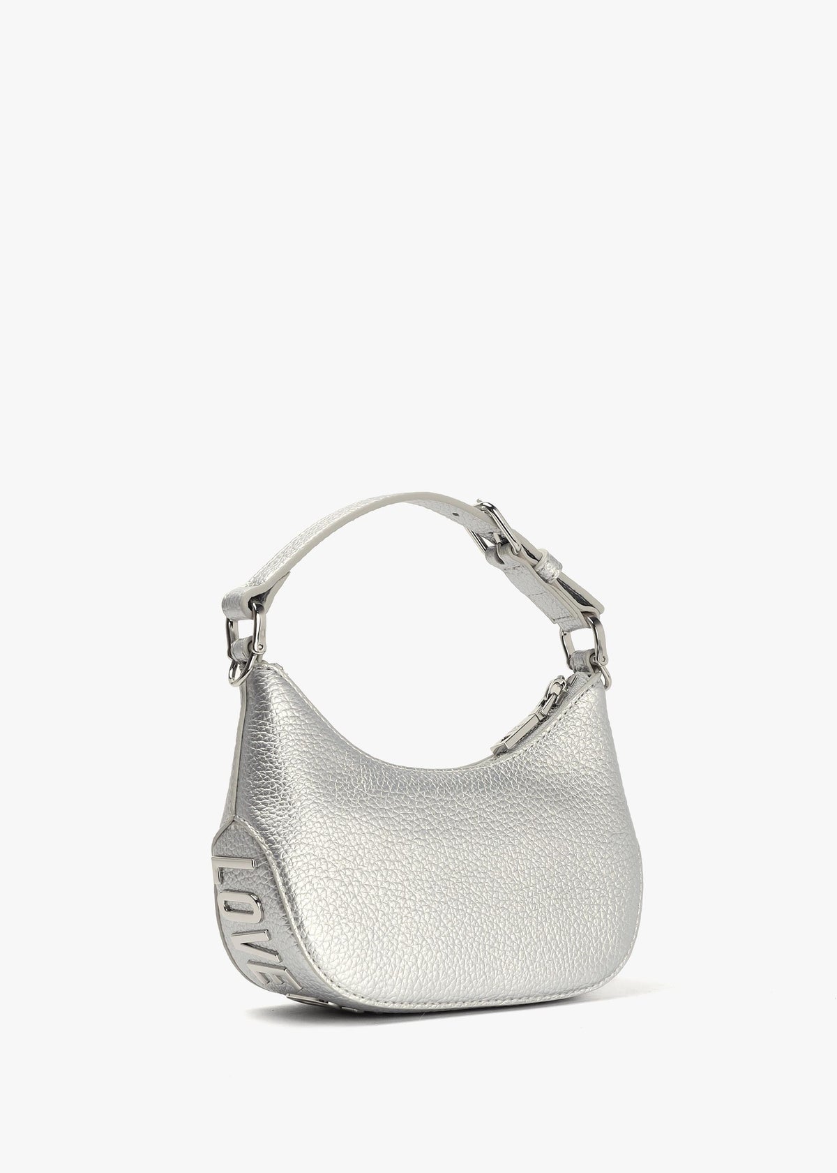 Laminated Metallic Argento Baguette Bag
