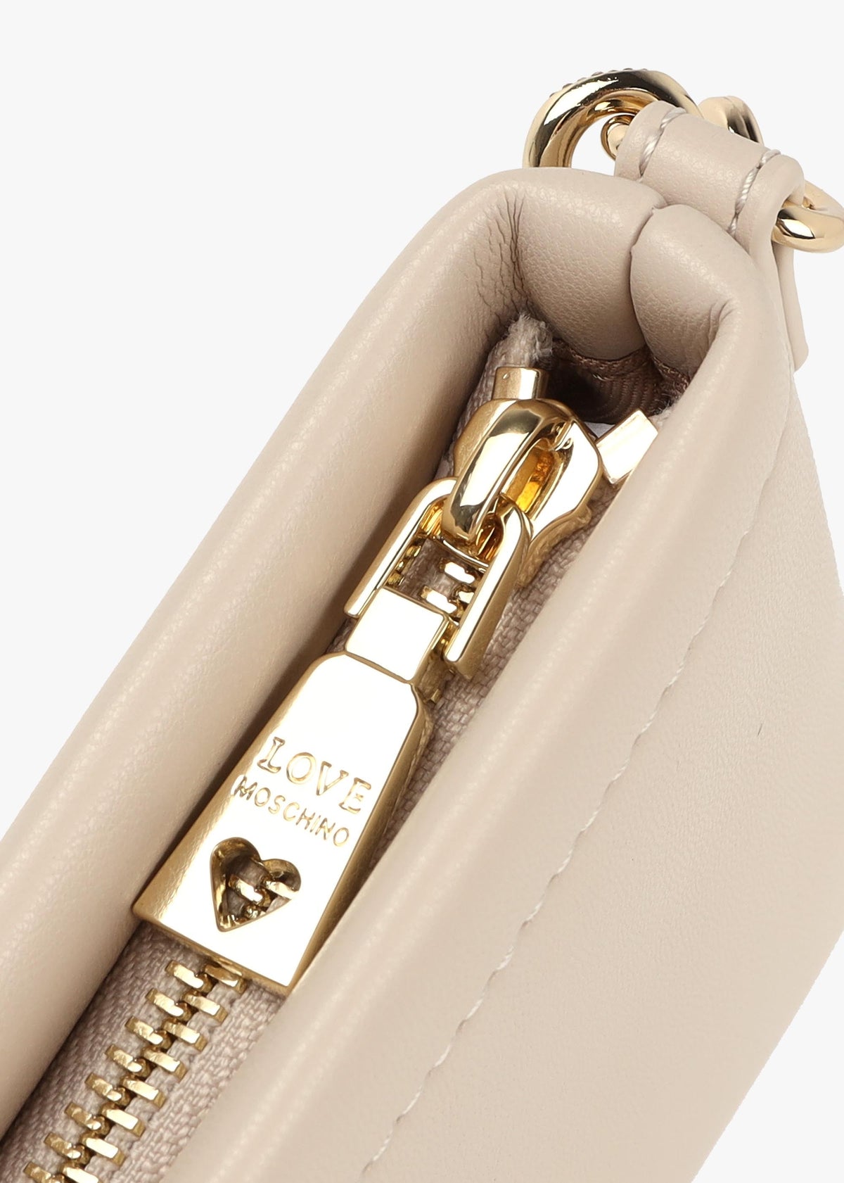 Strass Heart Avorio Chain Shoulder Bag
