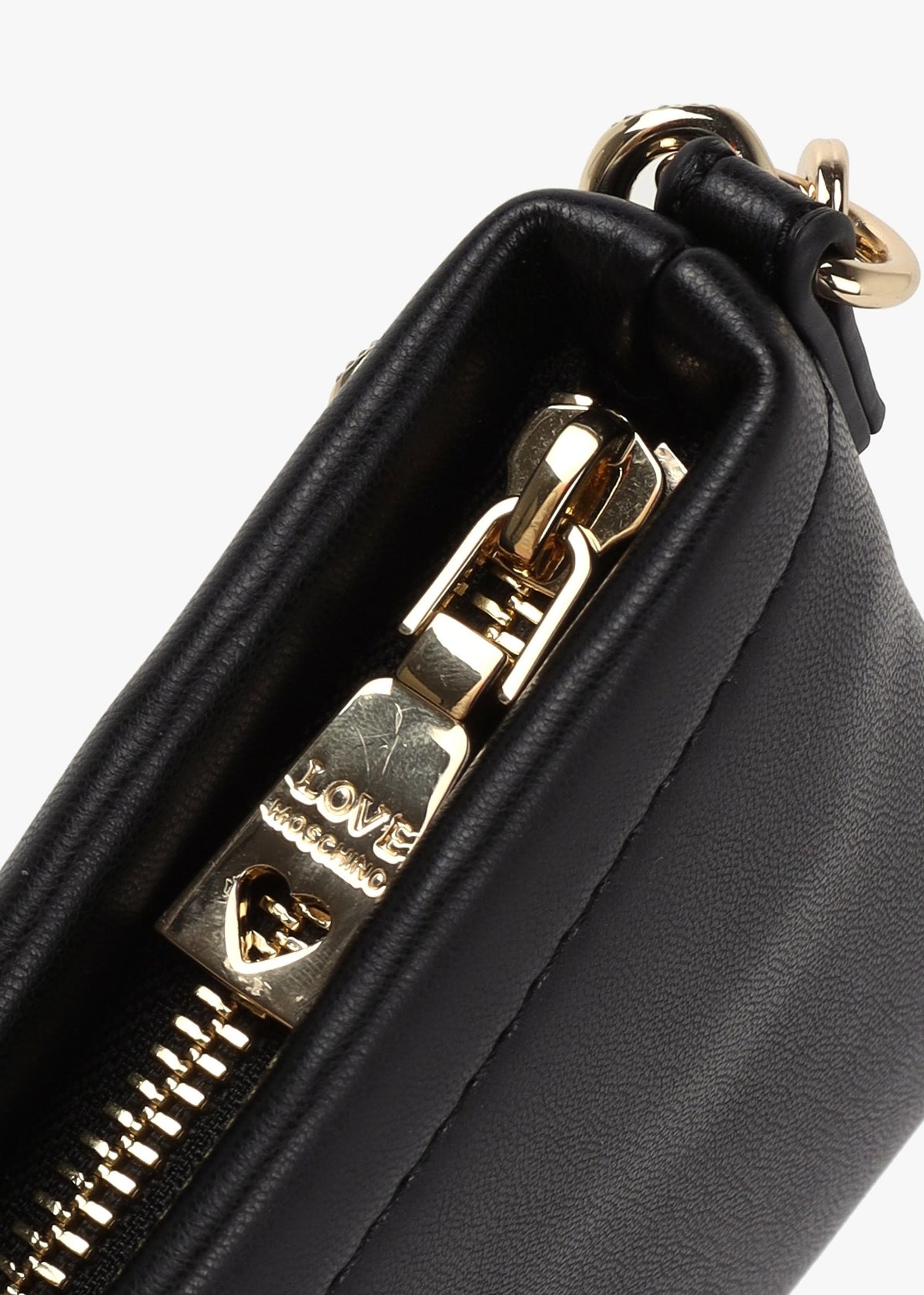 Strass Heart Nero Chain Shoulder Bag