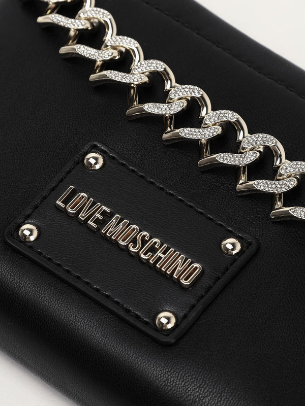Strass Heart Nero Chain Shoulder Bag