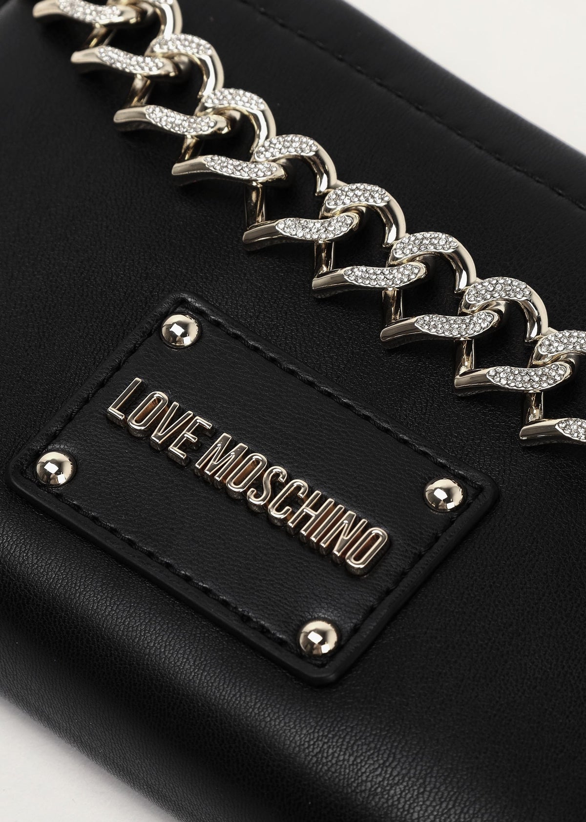 Strass Heart Nero Chain Shoulder Bag