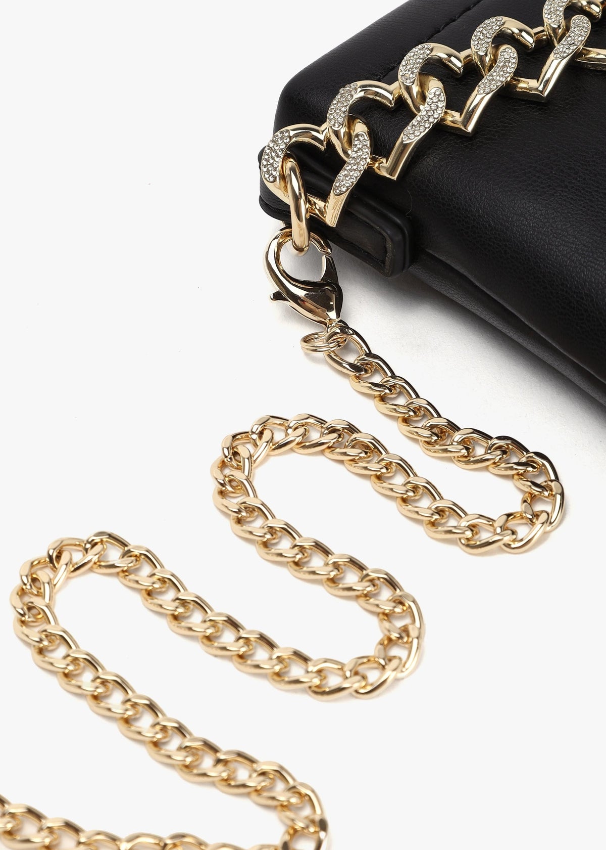 Strass Heart Nero Chain Shoulder Bag