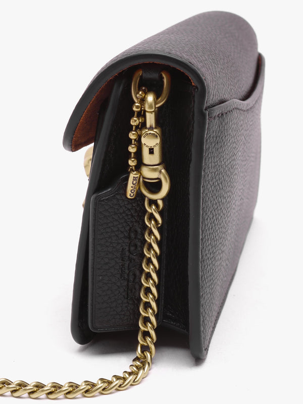 Tabby Black Leather Chain Clutch Bag