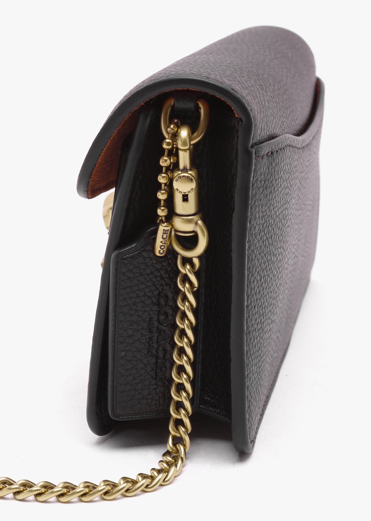 Tabby Black Leather Chain Clutch Bag