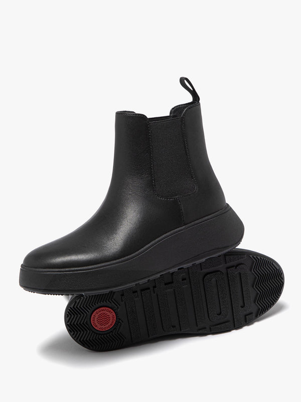 F-Mode All Black Leather Chelsea Boots