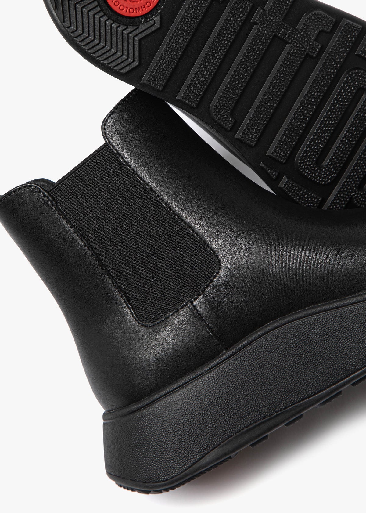 F-Mode All Black Leather Chelsea Boots