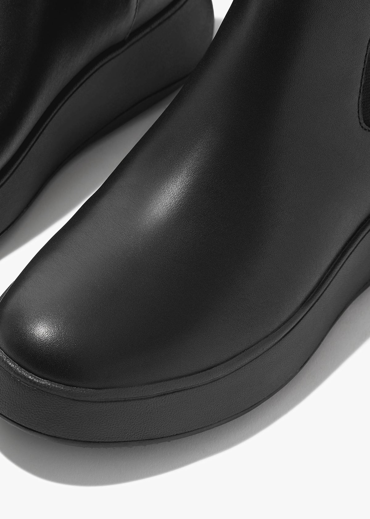 F-Mode All Black Leather Chelsea Boots