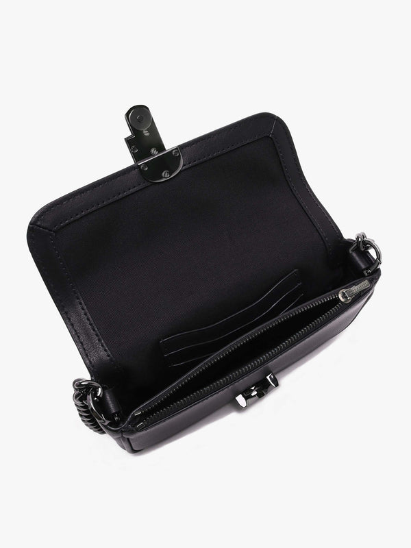 The J Marc Mini Black Gunmetal Leather Shoulder Bag