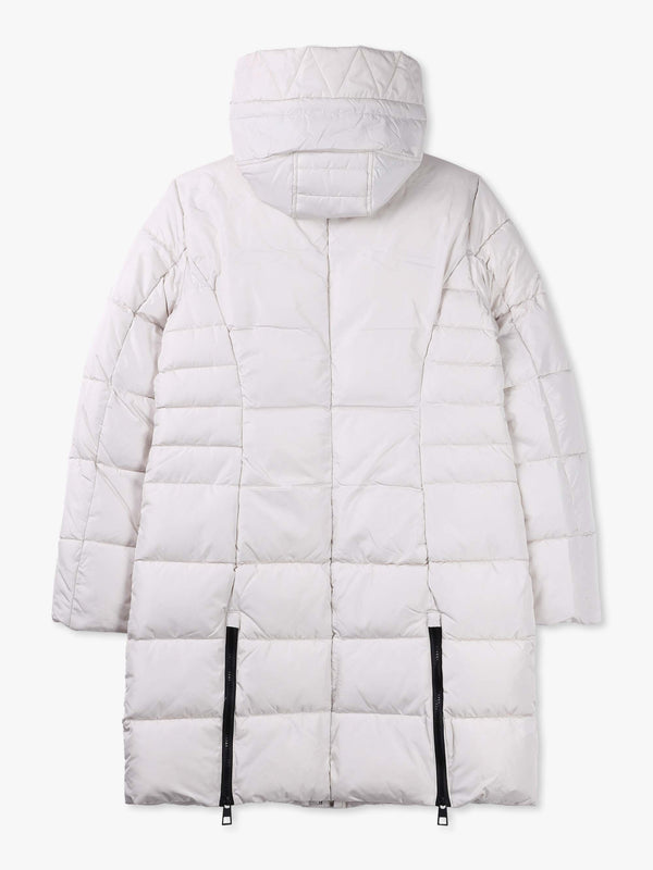 White Mid Length Puffa Coat