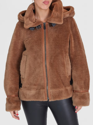 Tresor Tan Wool Aviator Jacket