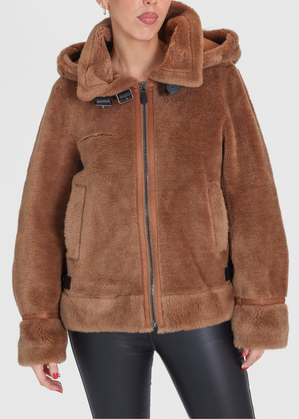 Tresor Tan Wool Aviator Jacket