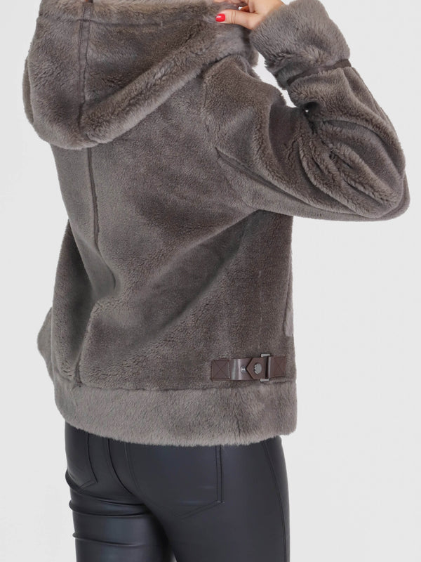 Tresor Grey Wool Aviator Jacket