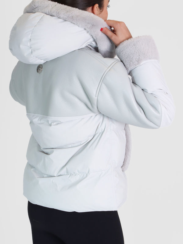 Mina Grey Multi Textile Bomber Jacket