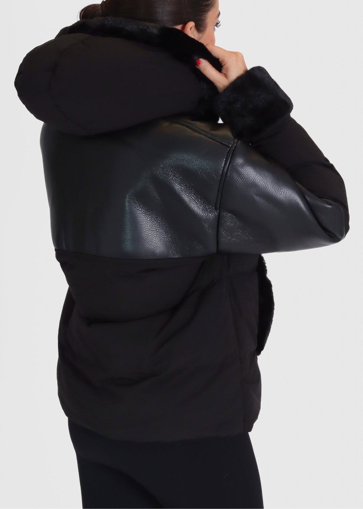Mina Black Multi Textile Bomber Jacket