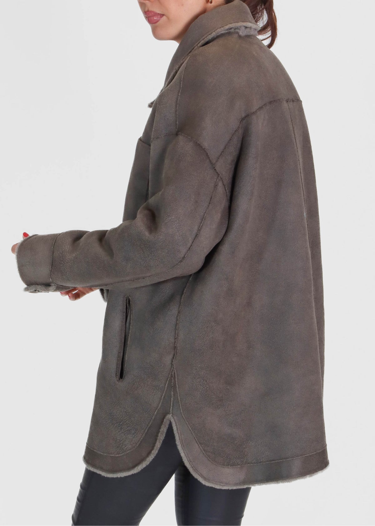 Flag Reversible Teddy Grey Shacket