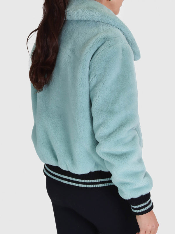 Elvira Blue Faux Fur Bomber Jacket