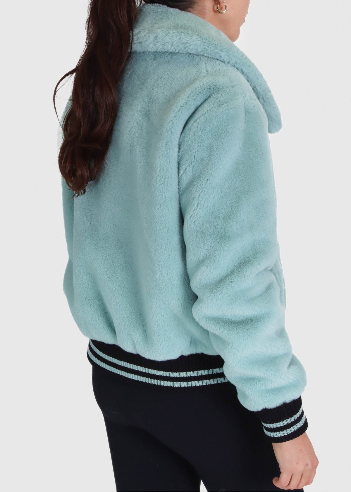 Elvira Blue Faux Fur Bomber Jacket