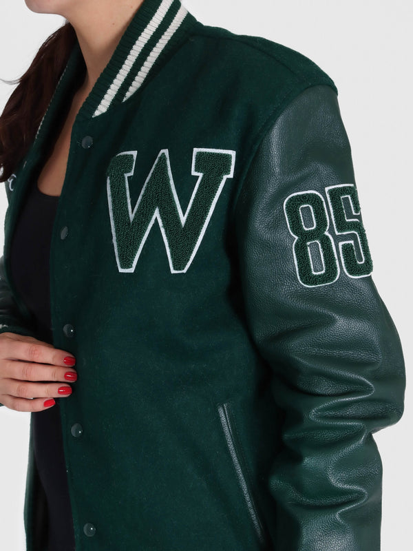 College Oversized Green Varsity Jacket