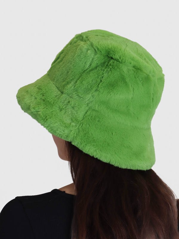 Bobland Green Faux Fur Bucket Hat