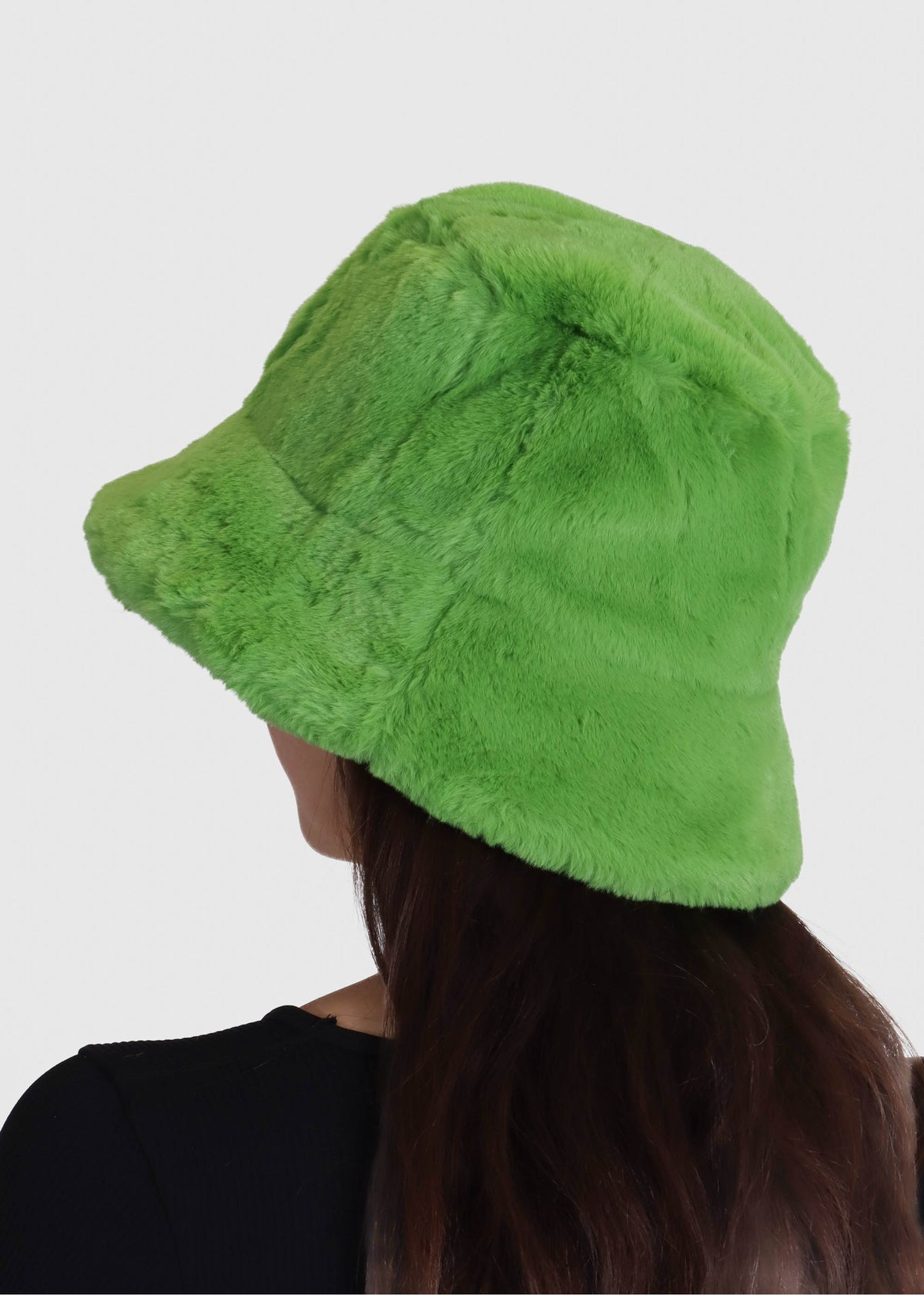 Bobland Green Faux Fur Bucket Hat
