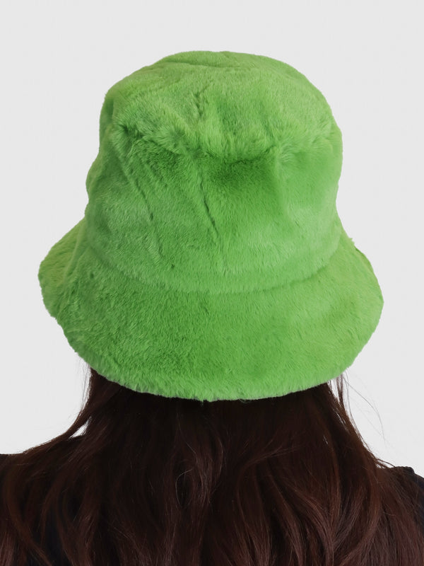 Bobland Green Faux Fur Bucket Hat