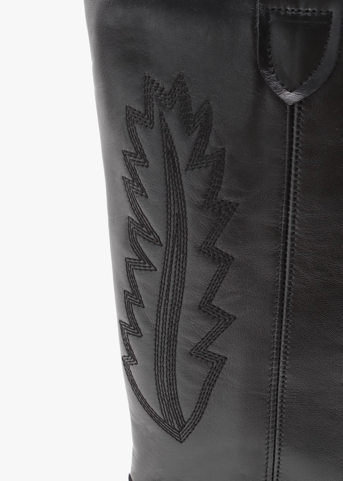Kubra Black Leather Mid Height Cowboy Boots