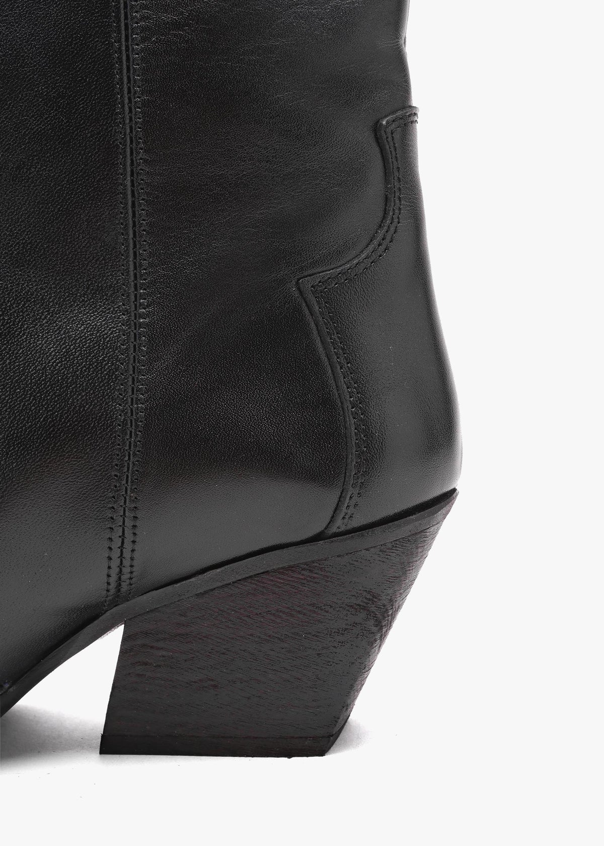 Kubra Black Leather Mid Height Cowboy Boots