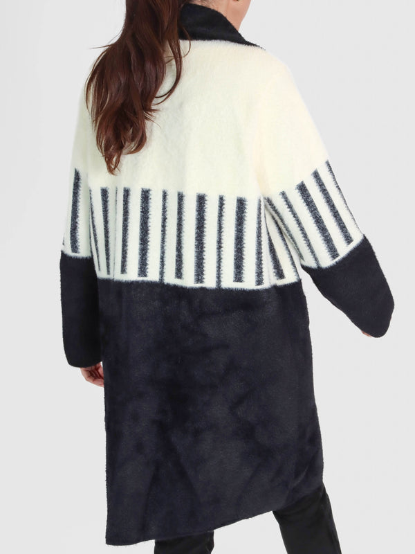 Black & White Colourblock Monochrome Coat